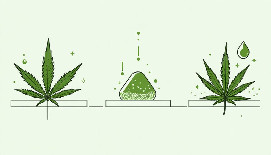 Illustration showing the process of extracting CBD from cannabis plants at home