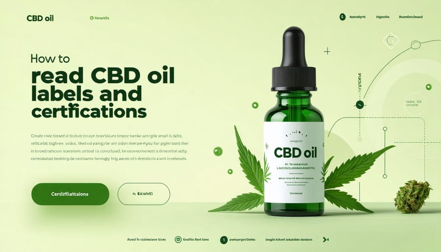 Infographic detailing label reading and certification understanding for CBD oil products