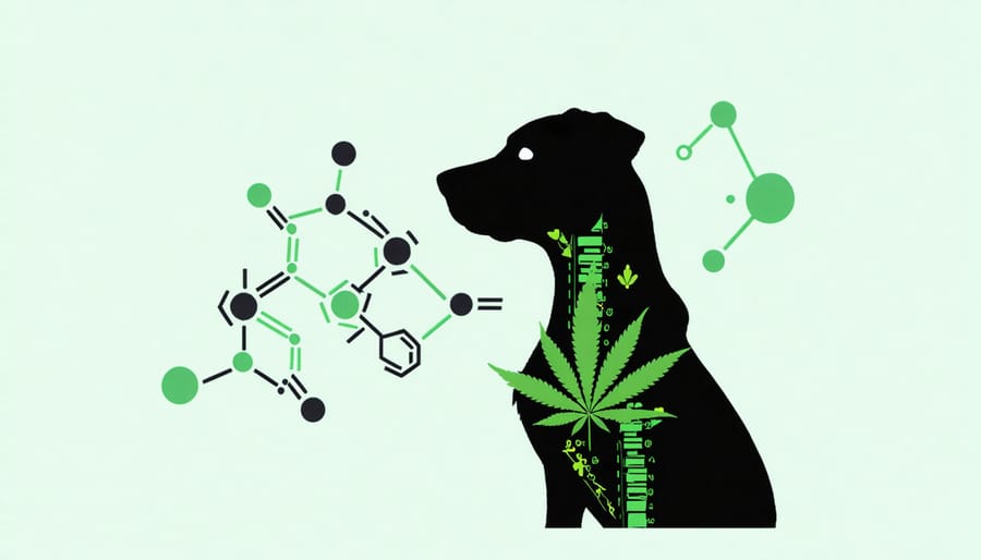 Conceptual diagram showing how CBD interacts with a dog's endocannabinoid system