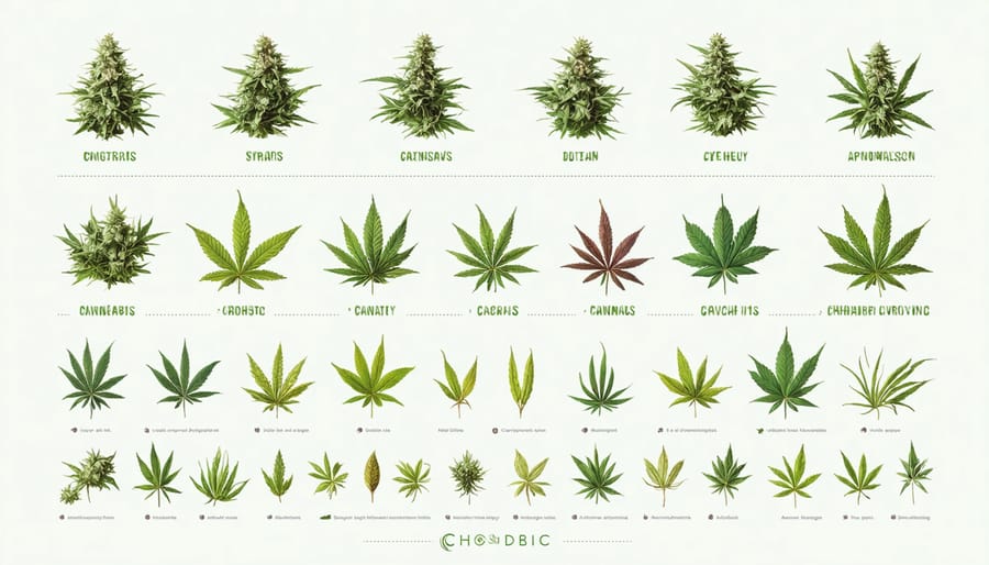 Illustration showing different cannabis strains and their preferred culinary uses, emphasizing flavor matching